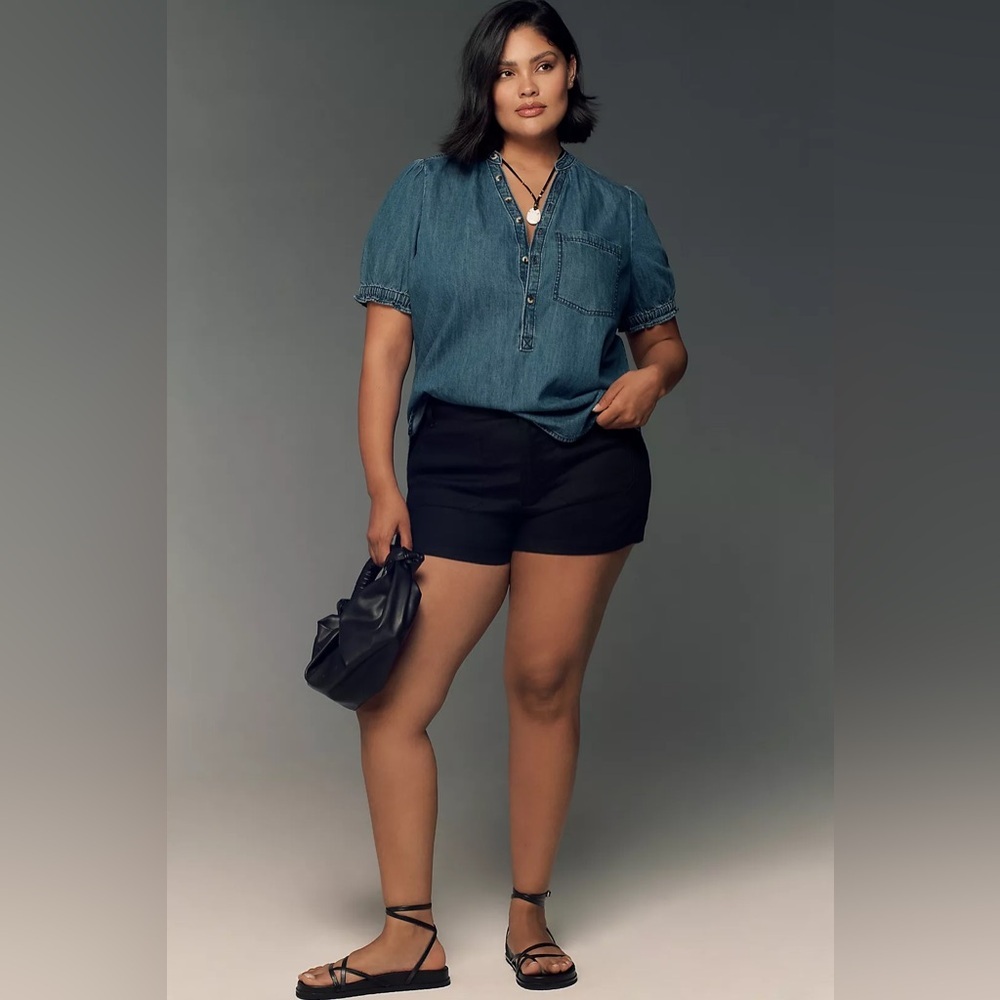 Pilcro Indigo Denim Henley Blouse - Picture 5 of 16